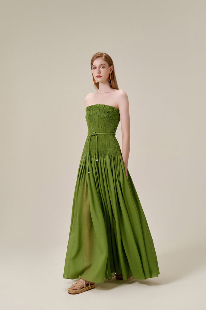 Shirring Pleat Maxi Green Dress – Lobbster Official